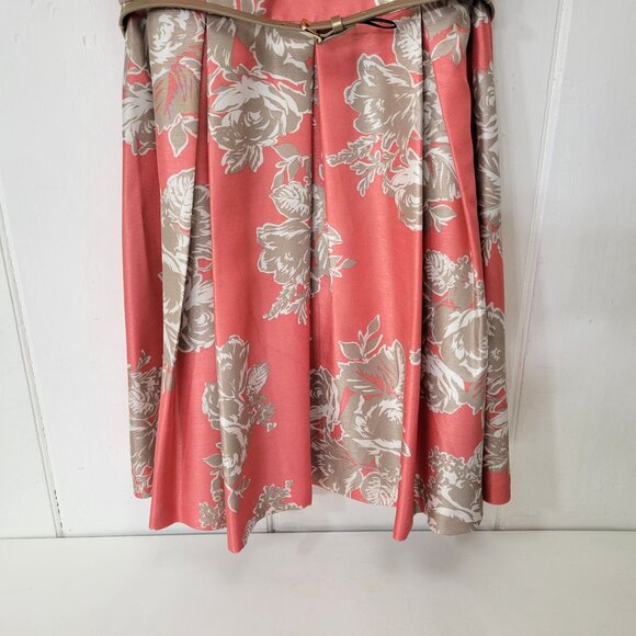 Jessica Howard Peach and Tan Floral Belted Party Dress Size 12 NWT - Picture 7 of 7